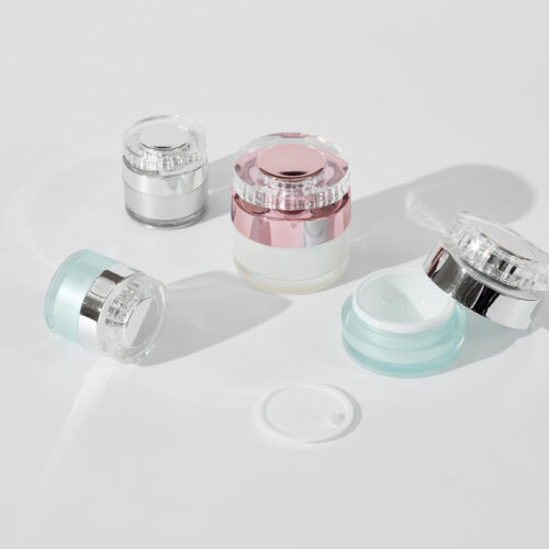 Multi-Size Cosmetic Jar Collection with Diamond Lids - Luxury Packaging for Creams & Serums